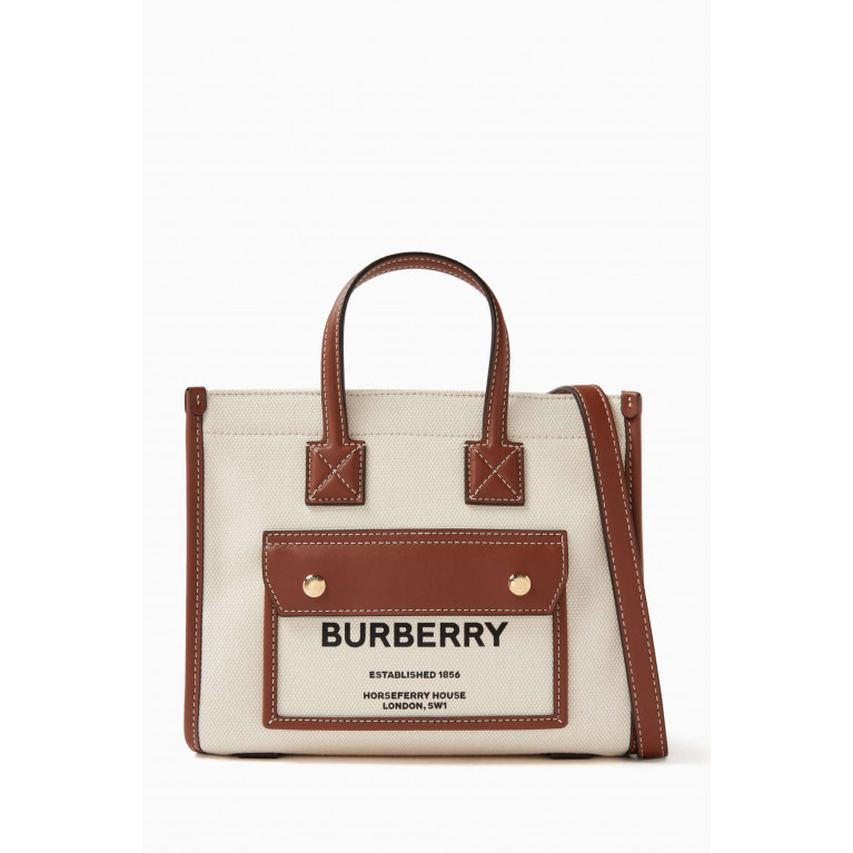Burberry - Mini Freya Tote Bag in Canvas & Leather