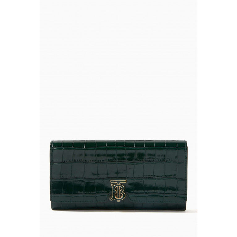 Burberry - Monogram Continental Wallet in Croc-embossed Leather