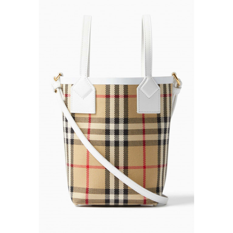 Burberry - Mini London Tote Bag in Check Canvas & Leather