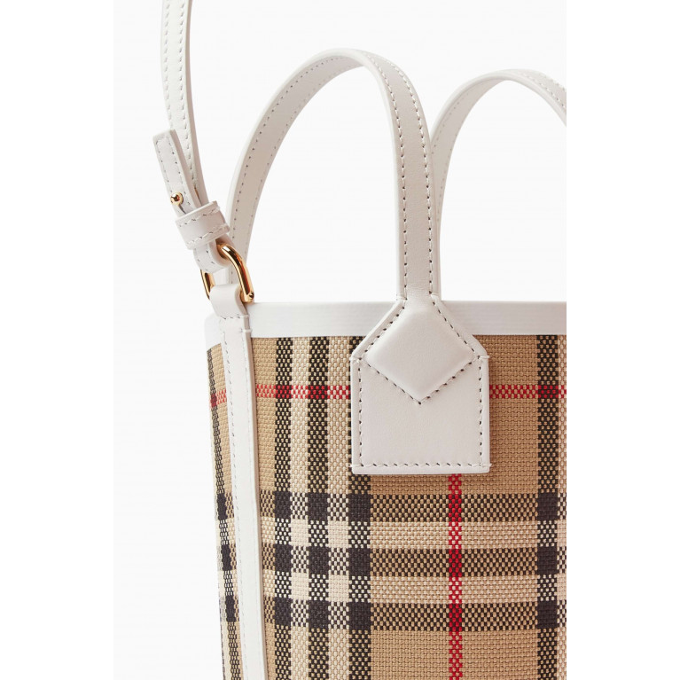 Burberry - Mini London Tote Bag in Check Canvas & Leather