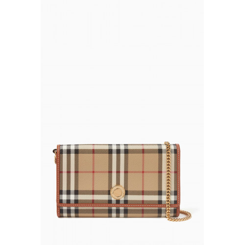 Burberry - Hannah Wallet on Chain in Vintage Check Canvas