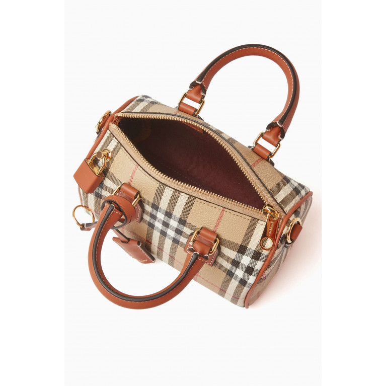Burberry - Mini Bowling Bag in Check Canvas & Leather
