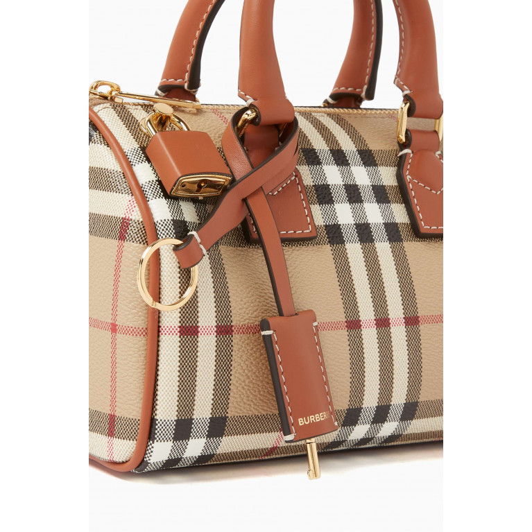 Burberry - Mini Bowling Bag in Check Canvas & Leather