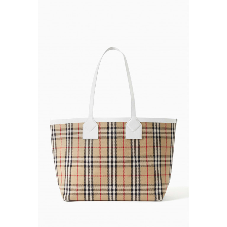 Burberry - Medium London Tote Bag in Vintage Check Canvas & Leather