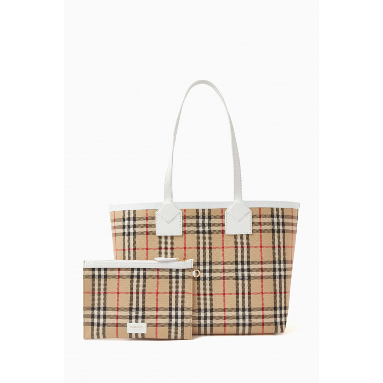 Burberry - Medium London Tote Bag in Vintage Check Canvas & Leather