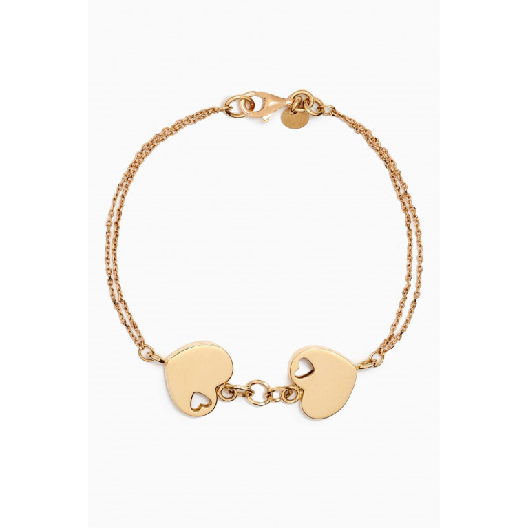 Damas - Moda Geometrica Hearts Bracelet in 18kt Gold