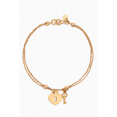 Damas - Moda Geometrica Heart & Key Bracelet in 18kt Gold