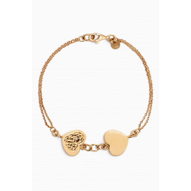 Damas - Moda Geometrica Two Hearts Bracelet in 18kt Gold