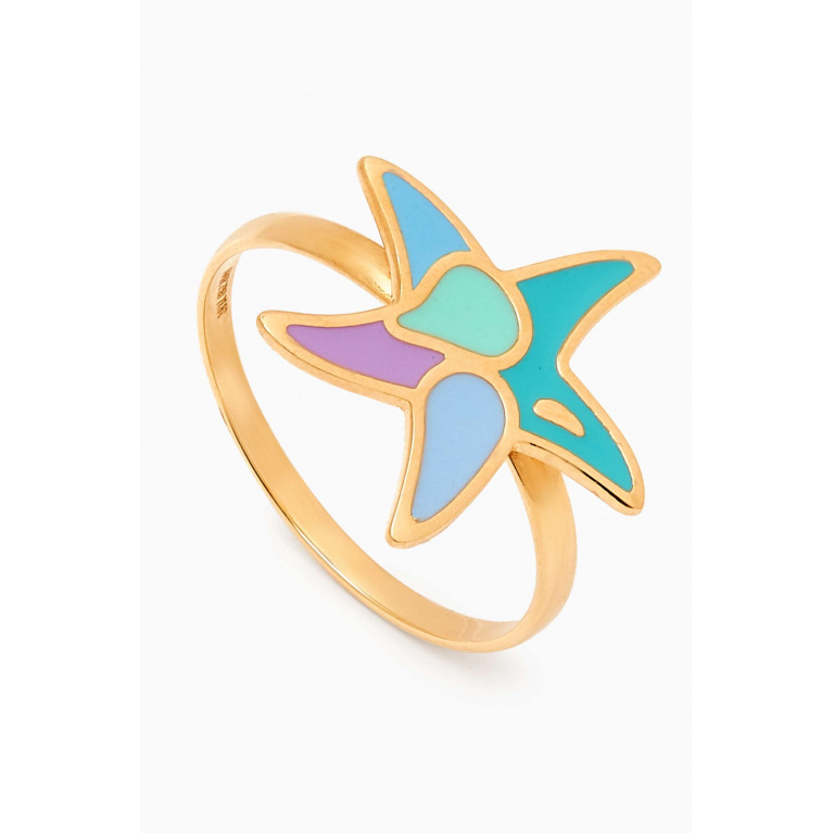 Damas - Lanature Star Enamel Ring in 18kt Gold