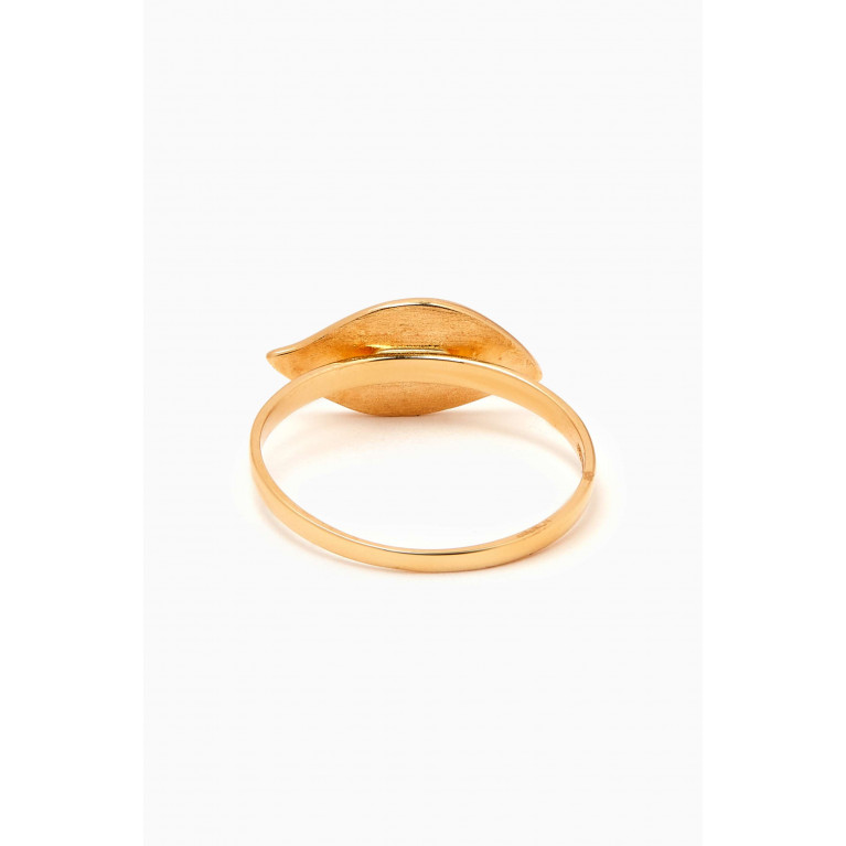 Damas - Lanature Leaf Enamel Ring in 18kt Gold