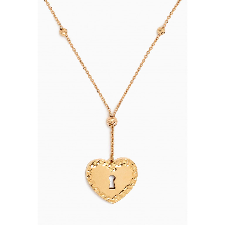 Damas - Moda Heart Drop Necklace in 18kt Gold