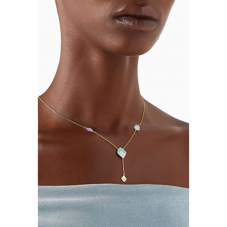 Damas - Lanature Enamel Drop Necklace in 18kt Gold