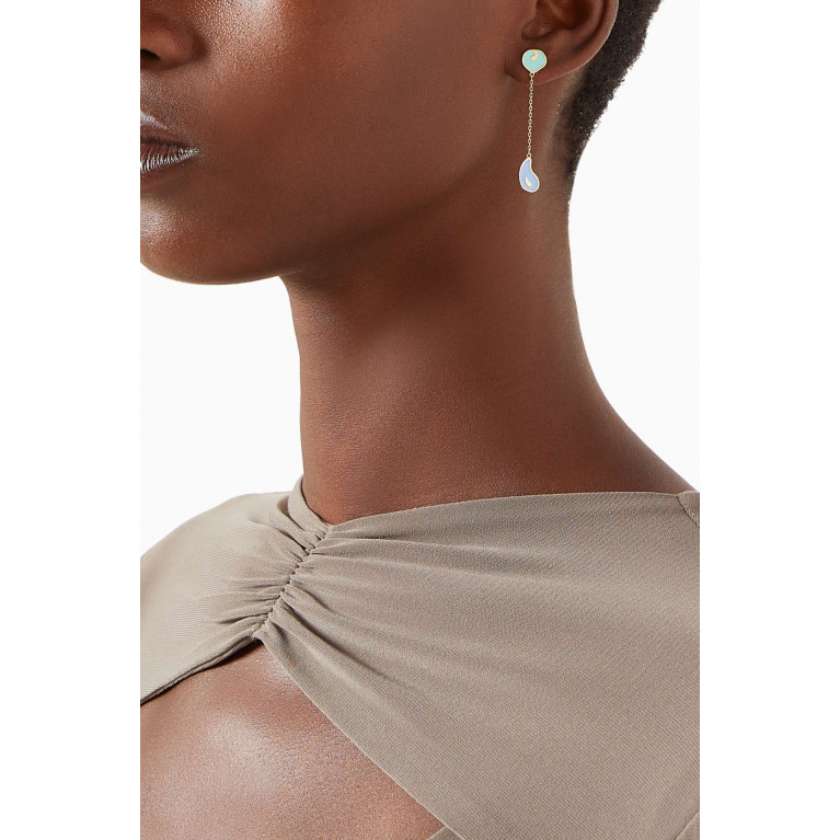 Damas - Lanature Enamel Drop Earrings in 18kt Gold