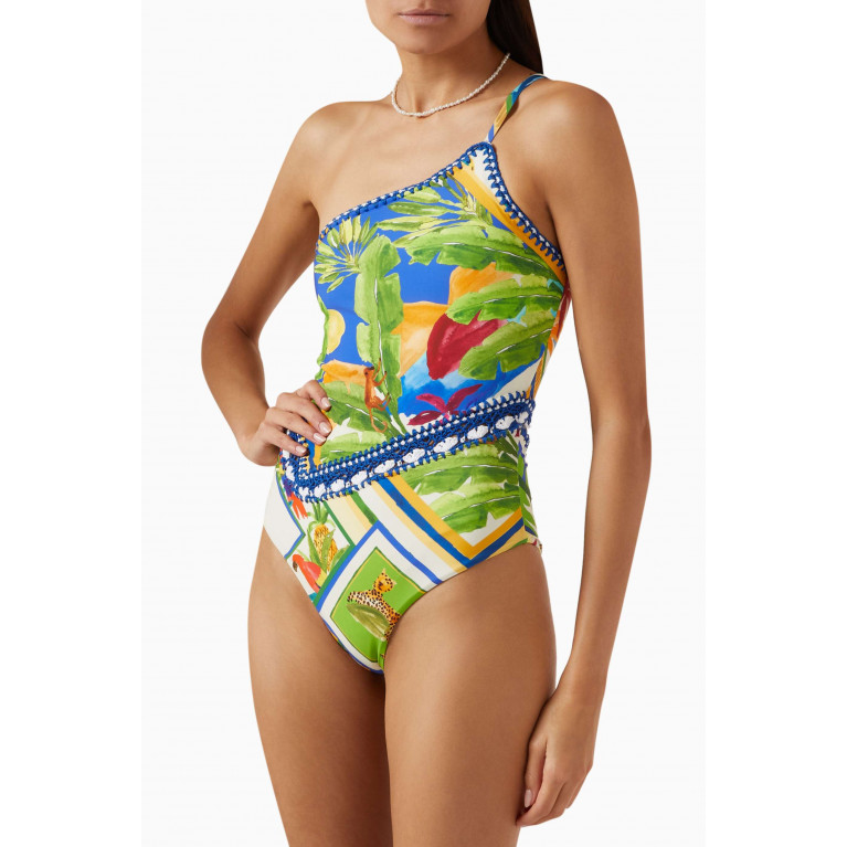 Farm Rio - Bahia Mixed Scarves One-piece Swimsuit in Nylon
