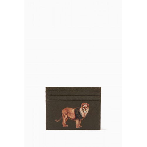 MONTROI - Lion Print Card Holder in Leather