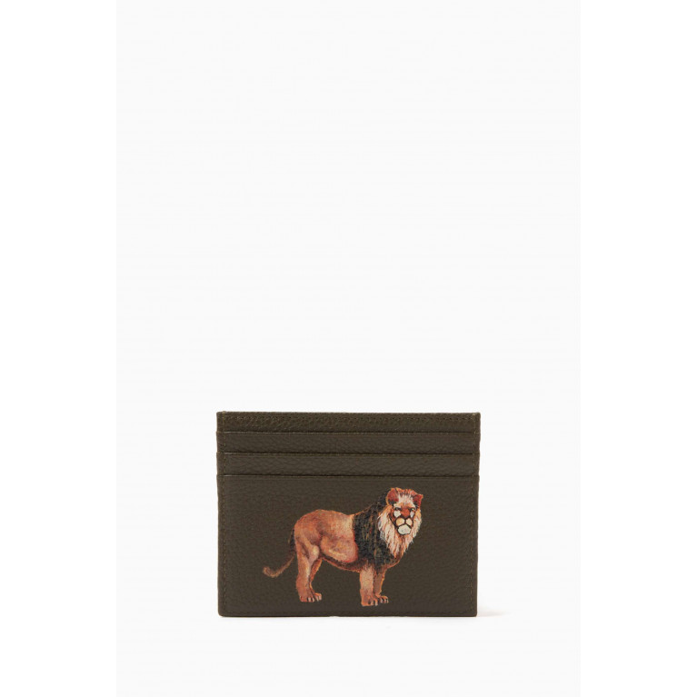 MONTROI - Lion Print Card Holder in Leather