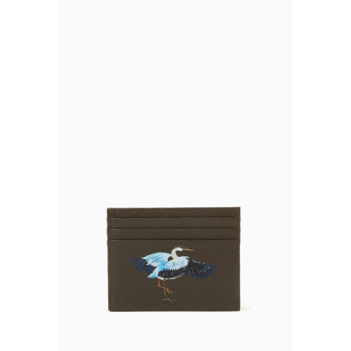 MONTROI - Blue Bird Print Card Holder in Leather