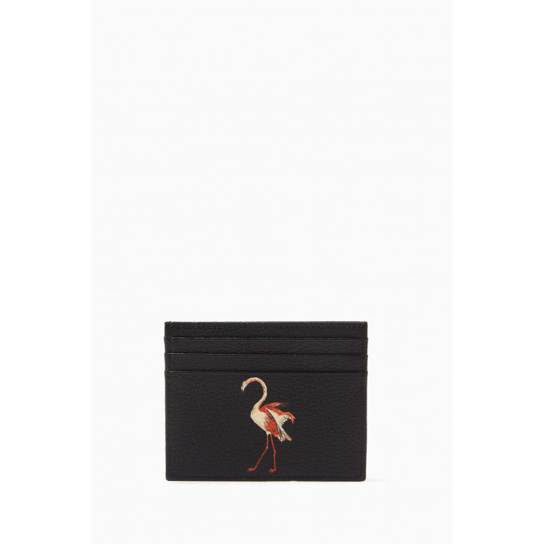 MONTROI - Flamingo Print Card Holder in Leather
