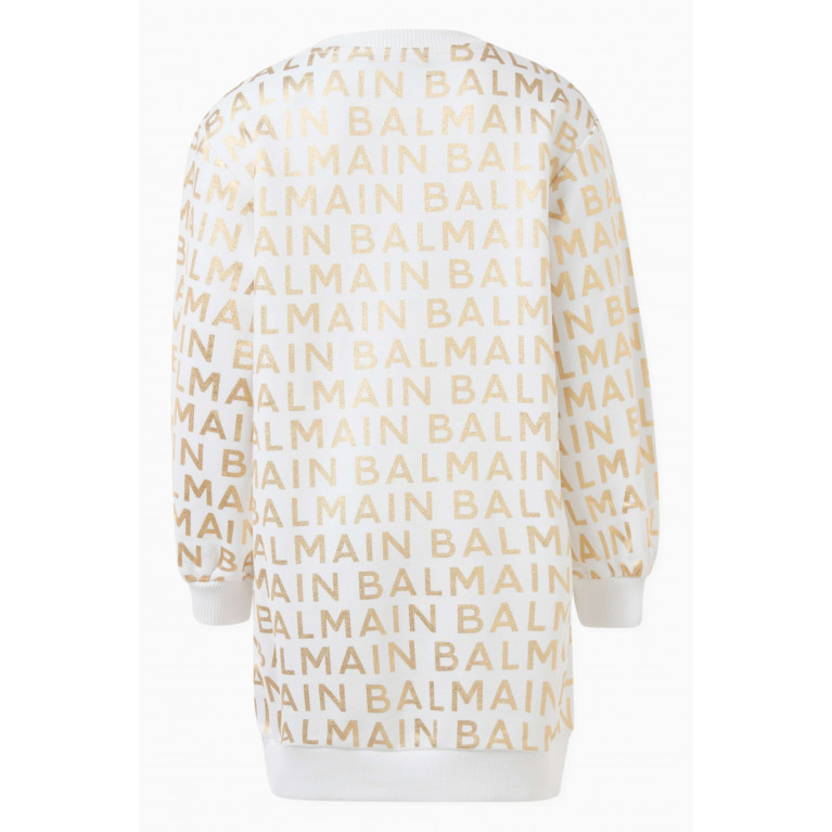 Balmain - All-over Logo Dress in Cotton Jersey