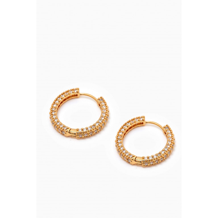 Crystal Haze - Infinity Hoop Earrings in 18kt Gold-plated Brass