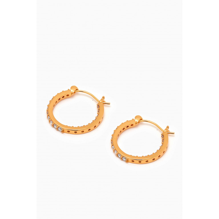 Crystal Haze - Pavé Mini Hoops in 18kt Gold-plated Brass Gold