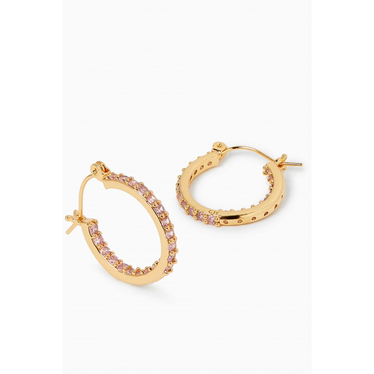 Crystal Haze - Pavé Mini Hoop Earrings in 18kt Gold-plated Brass Pink