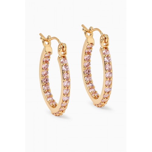 Crystal Haze - Pavé Mini Hoop Earrings in 18kt Gold-plated Brass Pink