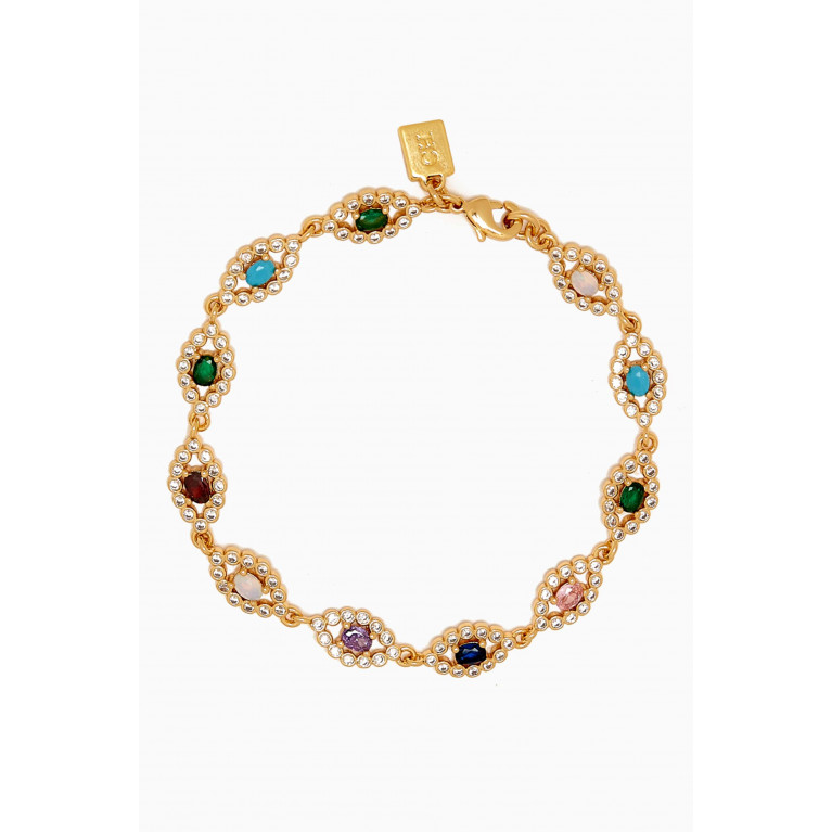 Crystal Haze - Evil Eye Bracelet in 18kt Gold-plated Brass Multicolour