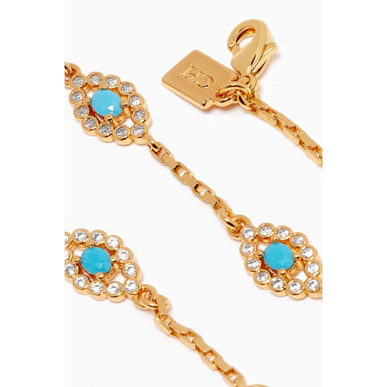 Crystal Haze - Evil Eye Bracelet in 18kt Gold-plated Brass Blue