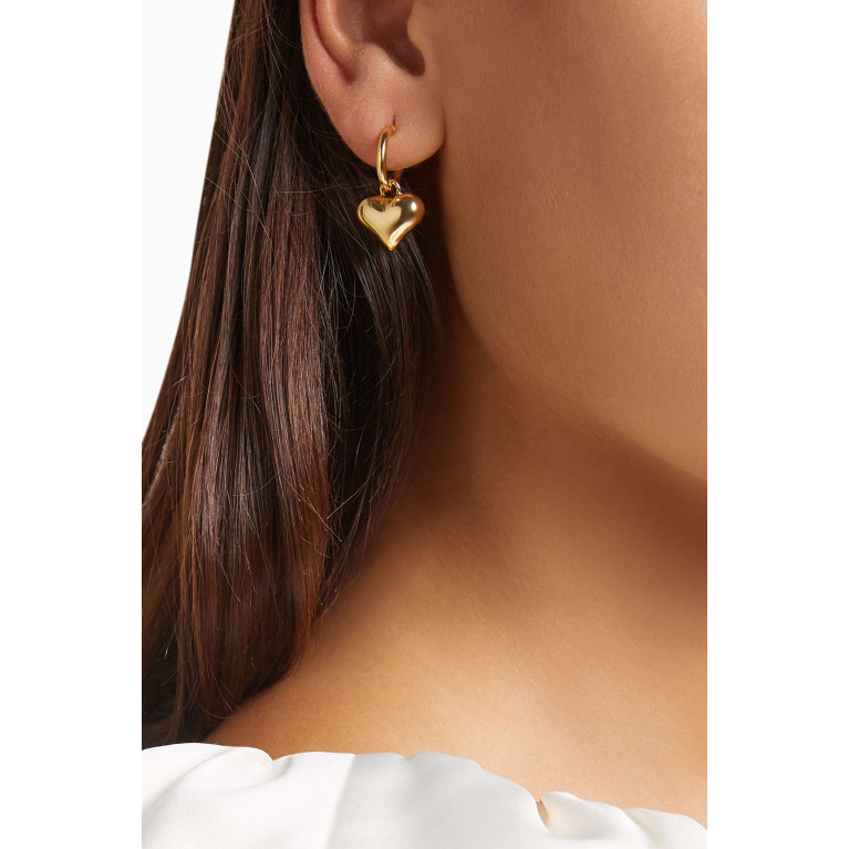 Crystal Haze - Golden Heart Earrings in 18kt Gold-plated Brass