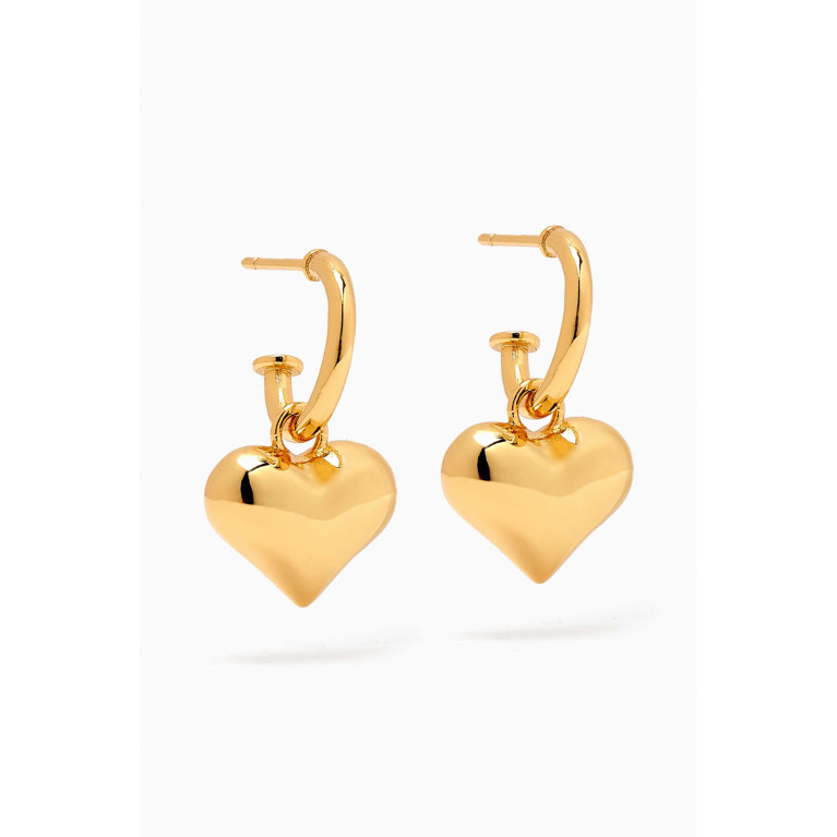 Crystal Haze - Golden Heart Earrings in 18kt Gold-plated Brass