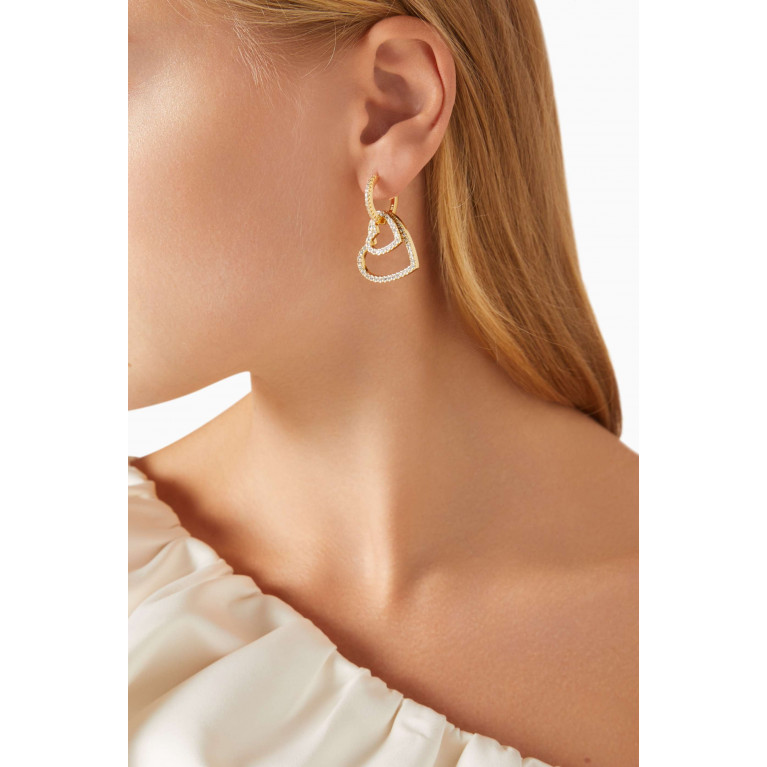 Crystal Haze - Heart Collector Single Earring in 18kt Gold-plated Brass