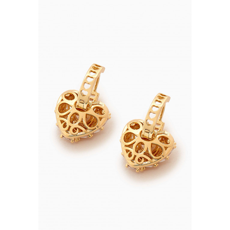 Crystal Haze - Puzzle Heart Earrings in 18kt Gold-plated Brass