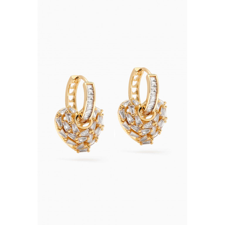 Crystal Haze - Puzzle Heart Earrings in 18kt Gold-plated Brass