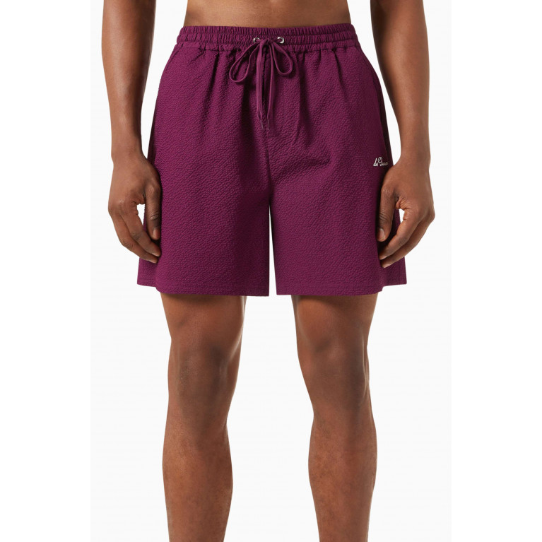 Les Deux - Stan Swim Shorts in Seersucker Purple