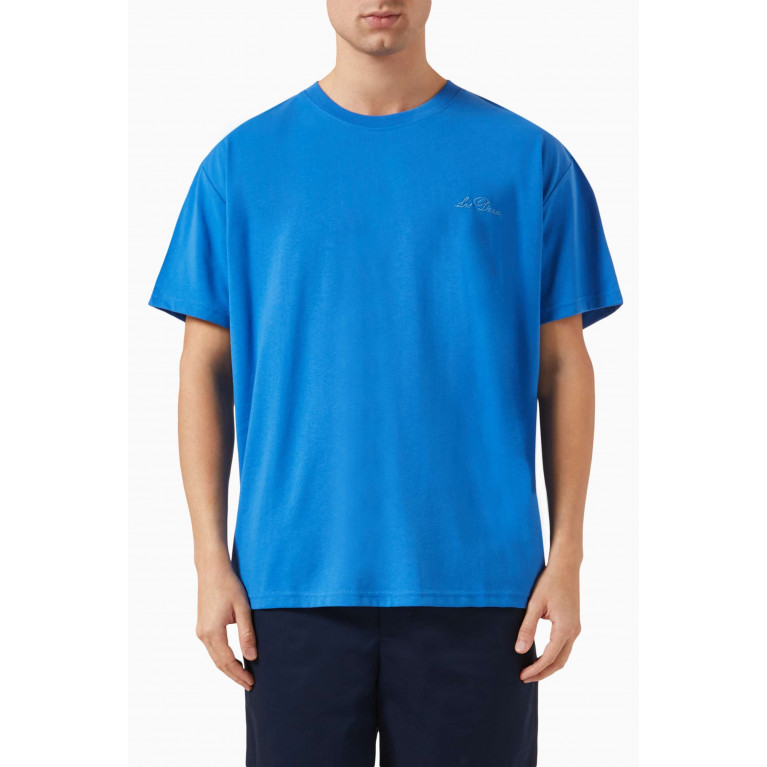 Les Deux - Crew T-Shirt in Cotton Jersey Blue