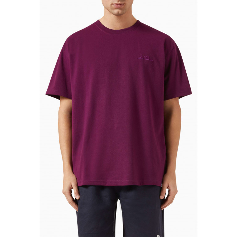 Les Deux - Crew T-shirt in Cotton Jersey Purple