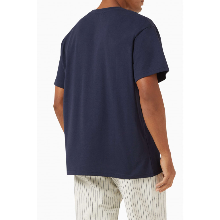 Les Deux - Crew T-Shirt in Cotton Jersey Blue