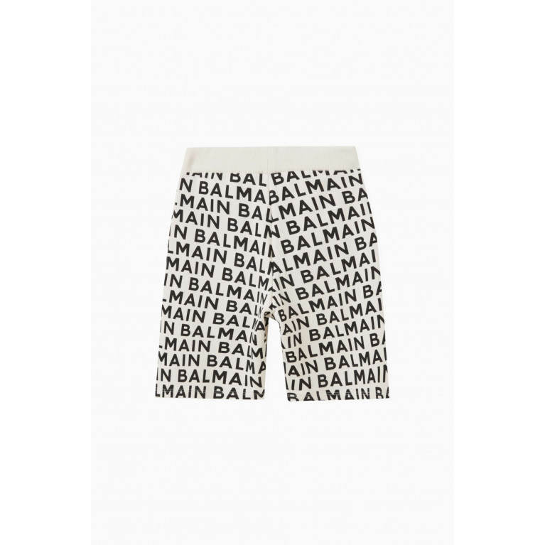 Balmain - All-over Logo Print Shorts in Cotton