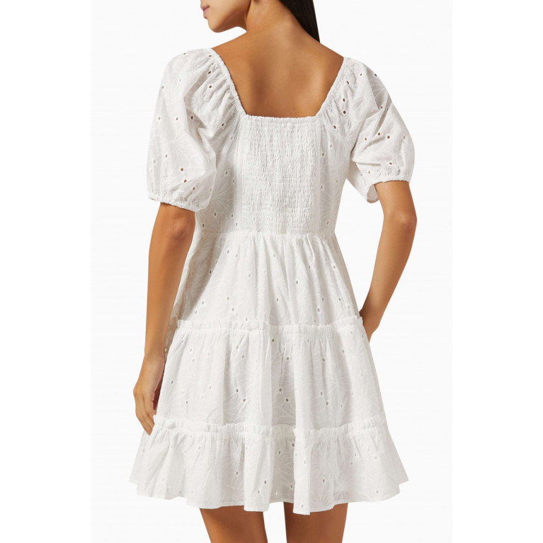 Y.A.S - Yaskasho Tiered Mini Dress in Cotton White