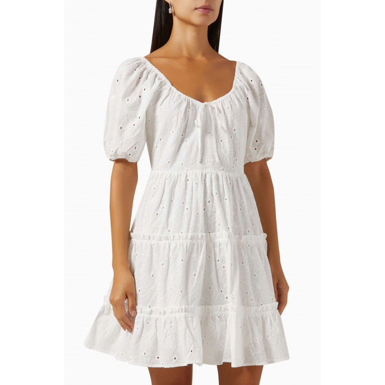 Y.A.S - Yaskasho Tiered Mini Dress in Cotton White