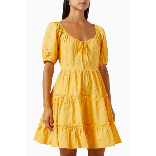 Y.A.S - Yaskasho Tiered Mini Dress in Cotton Yellow