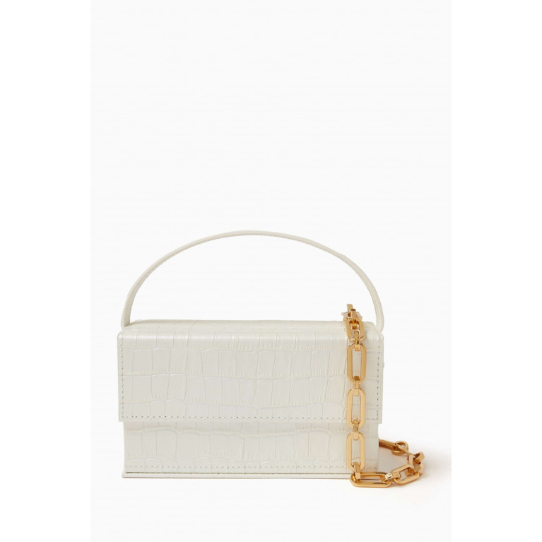 L'AFSHAR - Small Ida Top-handle Bag in Croc-embossed Leather