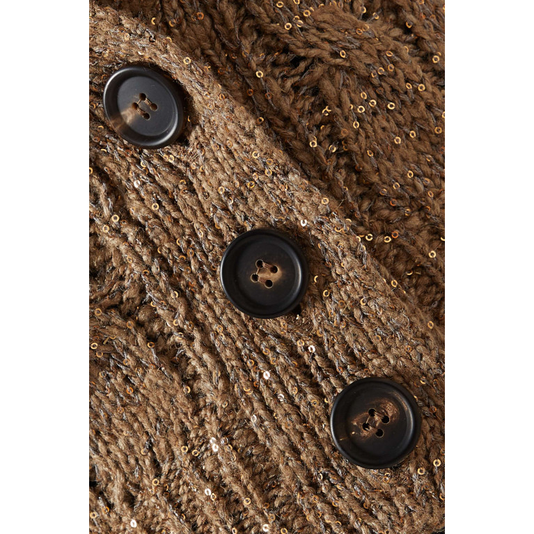 Brunello Cucinelli - Embellished Cable-knit Cardigan in Silk & Linen