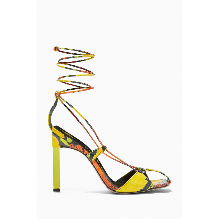 The Attico - Adele 105 Lace-up Pumps in Printed Python Leather