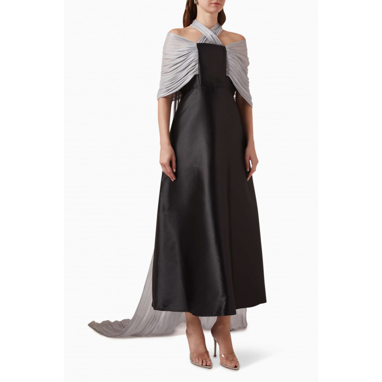 Alize - Draped-sleeve Dress in Satin