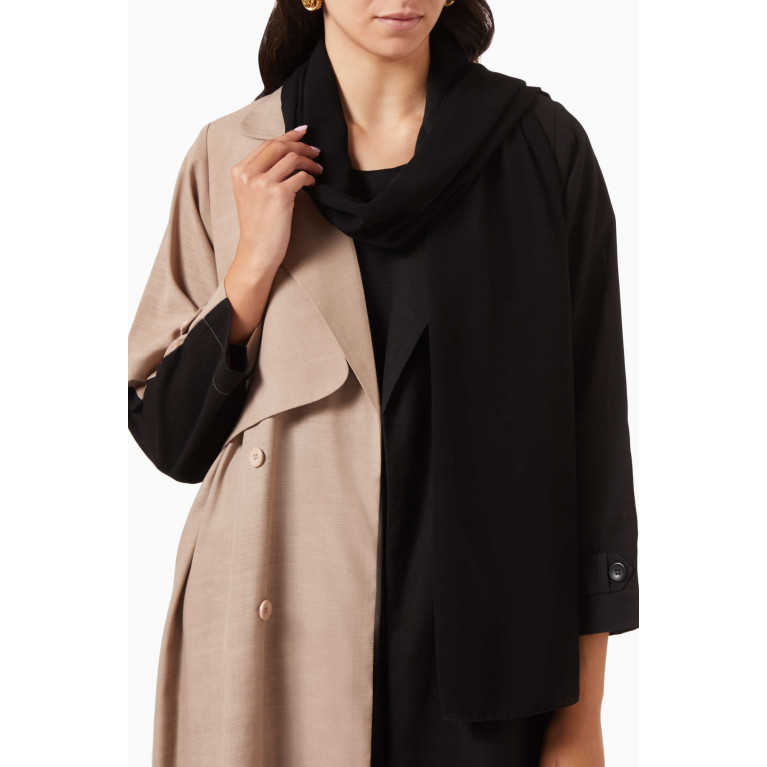 Rauaa Official - Trench Coat-style Abaya in Linen Neutral