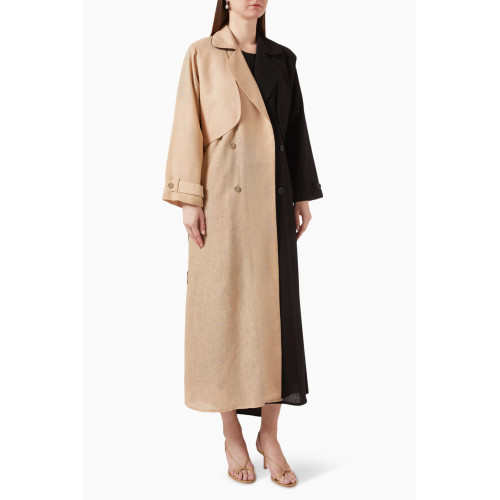 Rauaa Official - Trench Coat-style Abaya in Linen Black