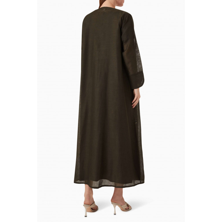 Rauaa Official - Trench Coat-style Abaya in Linen Green