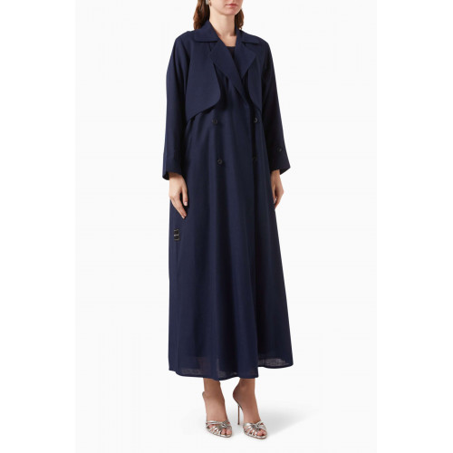 Rauaa Official - Trench Coat-style Abaya in Linen Blue